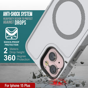 Funda PunkCase para iPhone 15 Plus, Serie Spartan 2.0, resistente y robusta, con cubierta transparente y protector de pantalla incorporado [blanca].