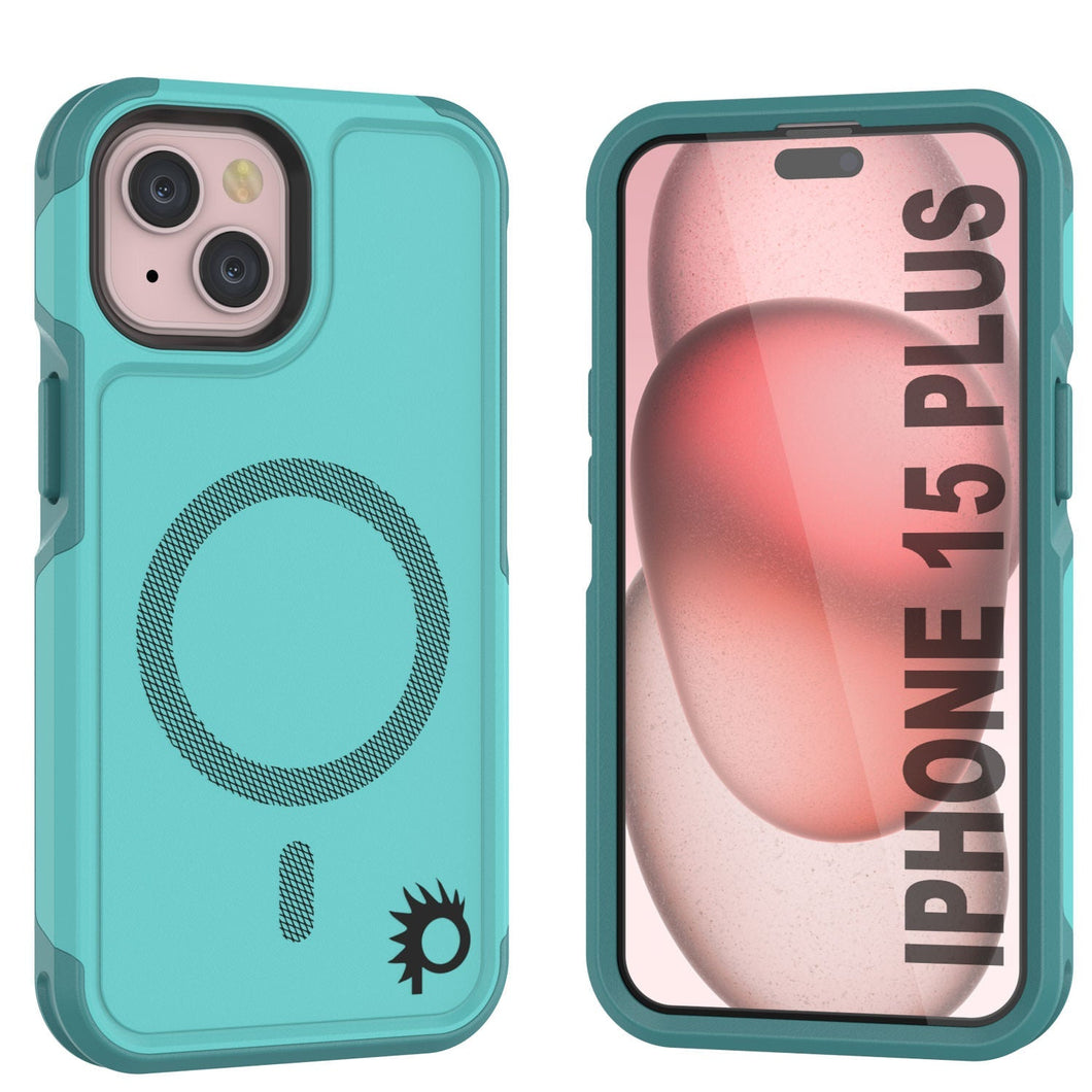 Funda PunkCase para iPhone 15 Plus, [Serie Spartan 2.0] Funda Resistente Transparente de Alta Protección con Protector de Pantalla Incorporado [Azul]