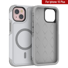 Cargar imagen en el visor de la galería, Funda PunkCase para iPhone 15 Plus, Serie Spartan 2.0, resistente y robusta, con cubierta transparente y protector de pantalla incorporado [blanca].
