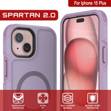 Cargar imagen en el visor de la galería, Funda PunkCase para iPhone 15 Plus, [Serie Spartan 2.0] Funda Resistente Transparente de Alta Duración con Protector de Pantalla Incorporado [lila].
