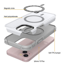 Cargar imagen en el visor de la galería, Funda PunkCase para iPhone 15 Plus, Serie Spartan 2.0, resistente y robusta, con cubierta transparente y protector de pantalla incorporado [blanca].
