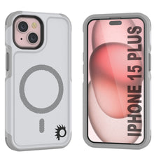 Cargar imagen en el visor de la galería, Funda PunkCase para iPhone 15 Plus, Serie Spartan 2.0, resistente y robusta, con cubierta transparente y protector de pantalla incorporado [blanca].
