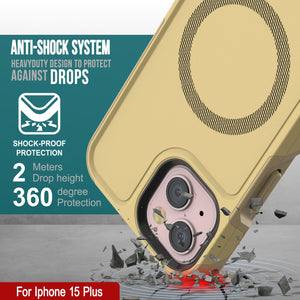 Funda PunkCase iPhone 15 Plus, [Serie Spartan 2.0] Funda Resistente Transparente y Resistente con Protector de Pantalla Incorporado [amarillo].