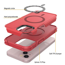 Cargar imagen en el visor de la galería, Carcasa PunkCase iPhone 15 Plus, [Serie Spartan 2.0] Cubierta Resistente y Robusta Transparente con Protector de Pantalla Incorporado [rojo]
