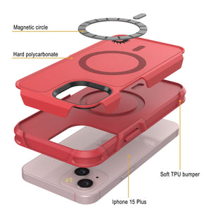 Carcasa PunkCase iPhone 15 Plus, [Serie Spartan 2.0] Cubierta Resistente y Robusta Transparente con Protector de Pantalla Incorporado [rojo]