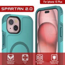 Cargar imagen en el visor de la galería, Funda PunkCase para iPhone 15 Plus, [Serie Spartan 2.0] Funda Resistente Transparente de Alta Protección con Protector de Pantalla Incorporado [Azul]
