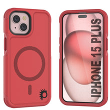 Cargar imagen en el visor de la galería, Carcasa PunkCase iPhone 15 Plus, [Serie Spartan 2.0] Cubierta Resistente y Robusta Transparente con Protector de Pantalla Incorporado [rojo]
