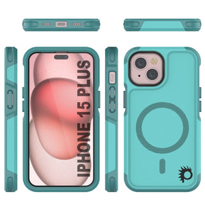Funda PunkCase para iPhone 15 Plus, [Serie Spartan 2.0] Funda Resistente Transparente de Alta Protección con Protector de Pantalla Incorporado [Azul]