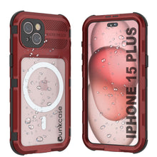 Load image into Gallery viewer, iPhone 15 Plus Metal Extreme 2.0 Series es una carcasa de aluminio resistente al agua IP68 con protector de pantalla incorporado [Rojo-Negro].
