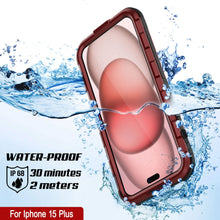 Load image into Gallery viewer, iPhone 15 Plus Metal Extreme 2.0 Series es una carcasa de aluminio resistente al agua IP68 con protector de pantalla incorporado [Rojo-Negro].
