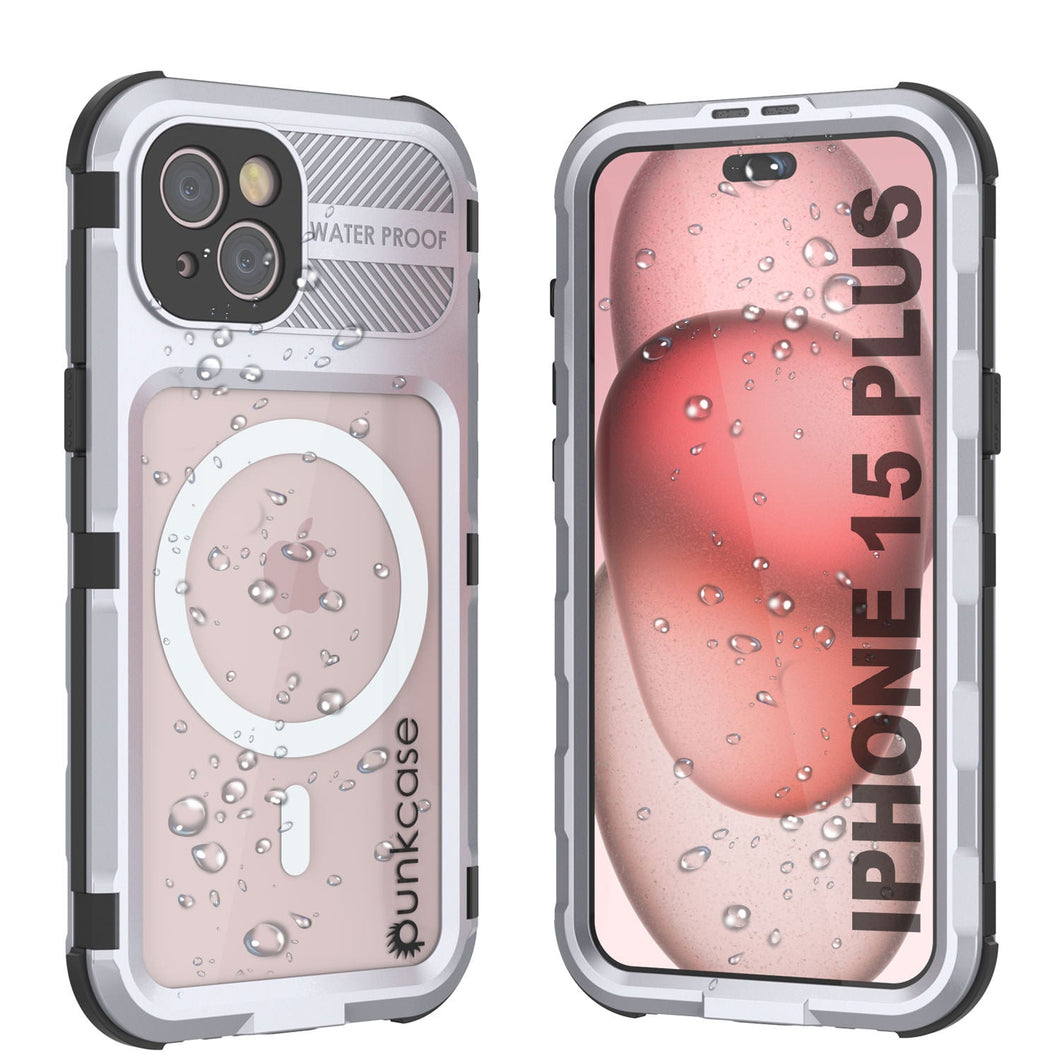 iPhone 15 Plus Metal Extreme 2.0 Series Aluminum Waterproof Case IP68 W/Buillt in Screen Protector [White]
Funda impermeable de aluminio de la serie Metal Extreme 2.0 para iPhone 15 Plus IP68 con protector de pantalla incorporado [Blanco]