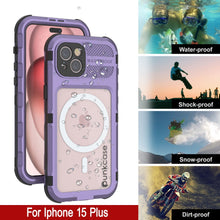 Load image into Gallery viewer, iPhone 15 Plus Metal Extreme 2.0 Series Aluminum Waterproof Case IP68 con Protector de Pantalla Incorporado [Morado]
