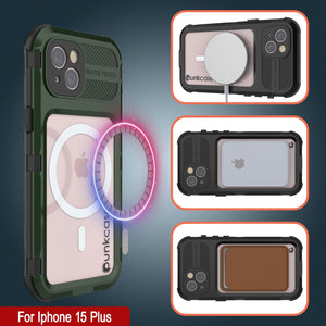 iPhone 15 Plus Metal Extreme 2.0 Series Aluminum Waterproof Case IP68 W/Built in Screen Protector [Dark-Green] 

iPhone 15 Plus Metal Extreme 2.0 Series Aluminum Waterproof Case IP68 con Protector de Pantalla Incorporado [Verde Oscuro]