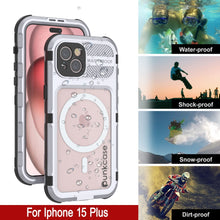 Load image into Gallery viewer, iPhone 15 Plus Metal Extreme 2.0 Series Aluminum Waterproof Case IP68 W/Buillt in Screen Protector [White]
Funda impermeable de aluminio de la serie Metal Extreme 2.0 para iPhone 15 Plus IP68 con protector de pantalla incorporado [Blanco]
