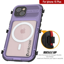 Load image into Gallery viewer, iPhone 15 Plus Metal Extreme 2.0 Series Aluminum Waterproof Case IP68 con Protector de Pantalla Incorporado [Morado]
