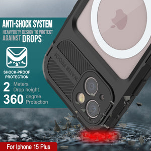 iPhone 15 Plus Serie Metal Extreme 2.0 Funda de Aluminio a Prueba de Agua IP68 con Protector de Pantalla Incorporado [Negro]