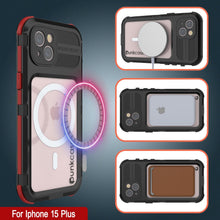 Load image into Gallery viewer, iPhone 15 Plus Metal Extreme 2.0 Series Aluminum Waterproof Case IP68 con Protector de Pantalla Incorporado [Negro-Rojo]
