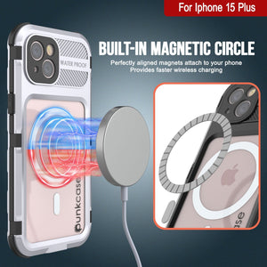 iPhone 15 Plus Metal Extreme 2.0 Series Aluminum Waterproof Case IP68 W/Buillt in Screen Protector [White]
Funda impermeable de aluminio de la serie Metal Extreme 2.0 para iPhone 15 Plus IP68 con protector de pantalla incorporado [Blanco]