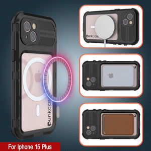 iPhone 15 Plus Serie Metal Extreme 2.0 Funda de Aluminio a Prueba de Agua IP68 con Protector de Pantalla Incorporado [Negro]