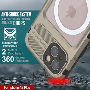 iPhone 15 Plus Metal Extreme 2.0 Series Aluminum Waterproof Case IP68 con Protector de Pantalla Incorporado [Dorado]