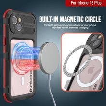 Load image into Gallery viewer, iPhone 15 Plus Metal Extreme 2.0 Series Aluminum Waterproof Case IP68 con Protector de Pantalla Incorporado [Negro-Rojo]
