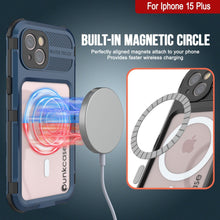 Load image into Gallery viewer, Funda a prueba de agua de aluminio serie iPhone 15 Plus Metal Extreme 2.0 IP68 con protector de pantalla incorporado [Azul]

