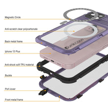 Load image into Gallery viewer, iPhone 15 Plus Metal Extreme 2.0 Series Aluminum Waterproof Case IP68 con Protector de Pantalla Incorporado [Morado]
