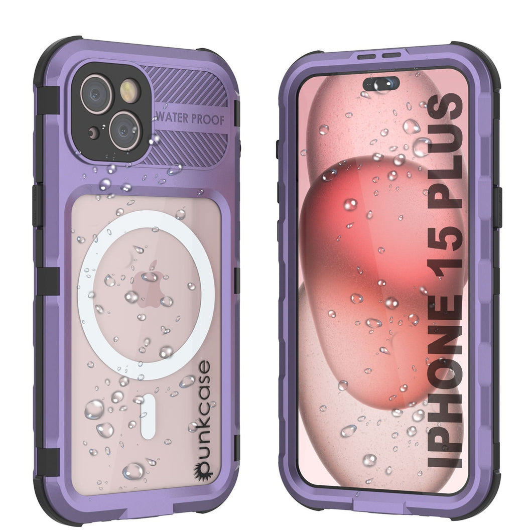iPhone 15 Plus Metal Extreme 2.0 Series Aluminum Waterproof Case IP68 con Protector de Pantalla Incorporado [Morado]