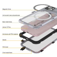 Load image into Gallery viewer, iPhone 15 Plus Metal Extreme 2.0 Series Aluminum Waterproof Case IP68 W/Buillt in Screen Protector [White]
Funda impermeable de aluminio de la serie Metal Extreme 2.0 para iPhone 15 Plus IP68 con protector de pantalla incorporado [Blanco]

