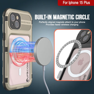 iPhone 15 Plus Metal Extreme 2.0 Series Aluminum Waterproof Case IP68 con Protector de Pantalla Incorporado [Dorado]