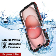 Load image into Gallery viewer, iPhone 15 Plus Metal Extreme 2.0 Series Aluminum Waterproof Case IP68 con Protector de Pantalla Incorporado [Negro-Rojo]
