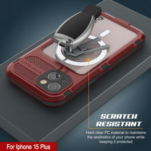Load image into Gallery viewer, iPhone 15 Plus Metal Extreme 2.0 Series es una carcasa de aluminio resistente al agua IP68 con protector de pantalla incorporado [Rojo-Negro].
