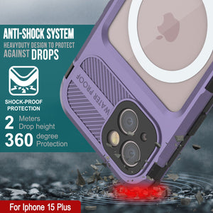 iPhone 15 Plus Metal Extreme 2.0 Series Aluminum Waterproof Case IP68 con Protector de Pantalla Incorporado [Morado]
