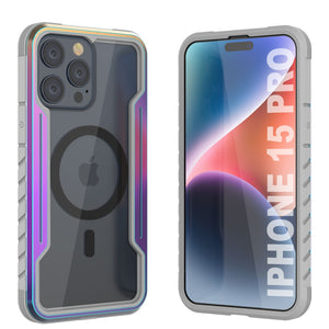 Carcasa de defensa Punkcase Stealth MAG para iPhone 15 Pro, protectora, de grado militar, con cubierta multacapa [Arcoíris].