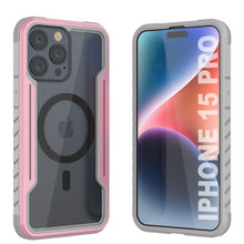 Cargar imagen en el visor de la galería, Funda de protección Punkcase iPhone 15 Pro Armor Stealth MAG Defense, cubierta protectora de varias capas de grado militar [Rose-Gold].
