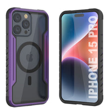Cargar imagen en el visor de la galería, Carcasa defensiva de grado militar Punkcase Stealth MAG Armor Pro para iPhone 15, protectora de múltiples capas [morado].
