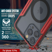 Cargar imagen en el visor de la galería, Funda de defensa MAG Stealth Armor Pro de Punkcase para iPhone 15. Funda protectora de grado militar con múltiples capas [Rojo].
