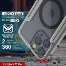 Cargar imagen en el visor de la galería, Funda protectora Punkcase iPhone 15 Pro Armor Stealth MAG Defense, nivel de protección militar, cubierta multicapa [Gris].

