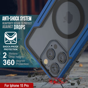 Funda protectora de grado militar Punkcase iPhone 15 Pro Armor Stealth MAG Defense. Cubierta multirrevestida [azul marino].