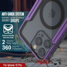 Cargar imagen en el visor de la galería, Carcasa defensiva de grado militar Punkcase Stealth MAG Armor Pro para iPhone 15, protectora de múltiples capas [morado].
