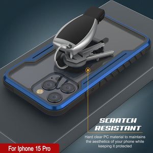 Funda protectora de grado militar Punkcase iPhone 15 Pro Armor Stealth MAG Defense. Cubierta multirrevestida [azul marino].