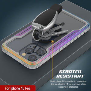 Carcasa de defensa Punkcase Stealth MAG para iPhone 15 Pro, protectora, de grado militar, con cubierta multacapa [Arcoíris].