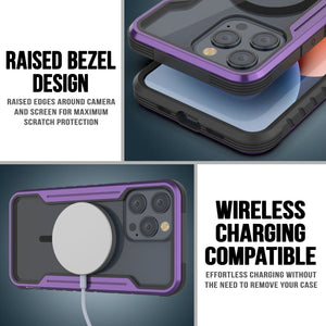 Carcasa defensiva de grado militar Punkcase Stealth MAG Armor Pro para iPhone 15, protectora de múltiples capas [morado].