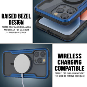 Funda protectora de grado militar Punkcase iPhone 15 Pro Armor Stealth MAG Defense. Cubierta multirrevestida [azul marino].