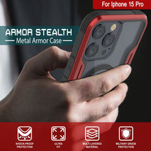 Cargar imagen en el visor de la galería, Funda de defensa MAG Stealth Armor Pro de Punkcase para iPhone 15. Funda protectora de grado militar con múltiples capas [Rojo].
