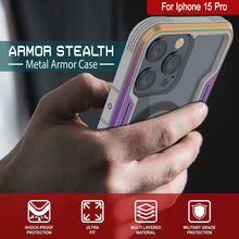 Cargar imagen en el visor de la galería, Carcasa de defensa Punkcase Stealth MAG para iPhone 15 Pro, protectora, de grado militar, con cubierta multacapa [Arcoíris].
