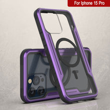 Cargar imagen en el visor de la galería, Carcasa defensiva de grado militar Punkcase Stealth MAG Armor Pro para iPhone 15, protectora de múltiples capas [morado].
