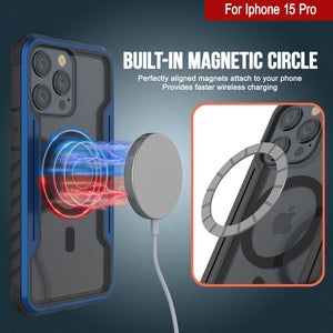 Funda protectora de grado militar Punkcase iPhone 15 Pro Armor Stealth MAG Defense. Cubierta multirrevestida [azul marino].