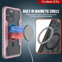 Cargar imagen en el visor de la galería, Funda de protección Punkcase iPhone 15 Pro Armor Stealth MAG Defense, cubierta protectora de varias capas de grado militar [Rose-Gold].
