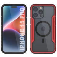 Cargar imagen en el visor de la galería, Funda de defensa MAG Stealth Armor Pro de Punkcase para iPhone 15. Funda protectora de grado militar con múltiples capas [Rojo].

